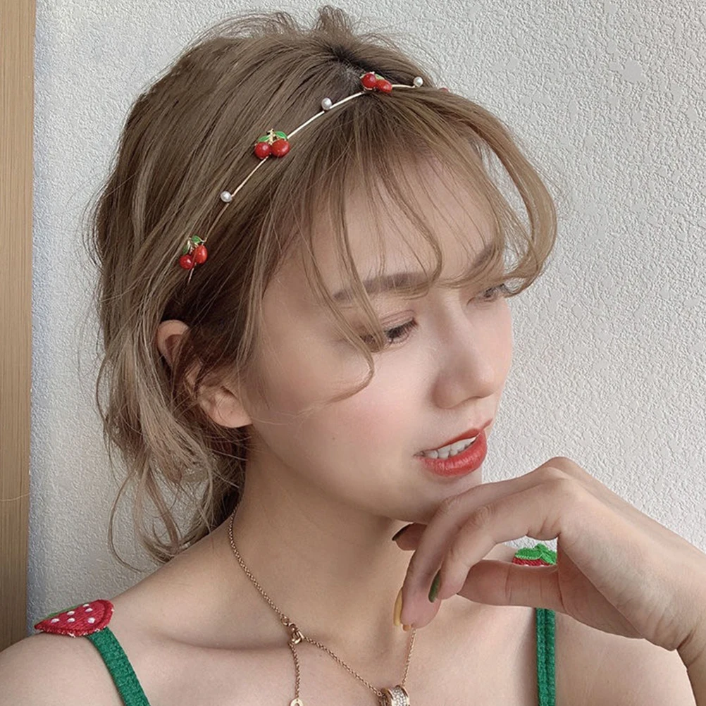 

Cherry Hairband Girls Accessories Cute Fancy Pearl Head for Women Headgear Headband Fashion Alloy (iron) Headbands