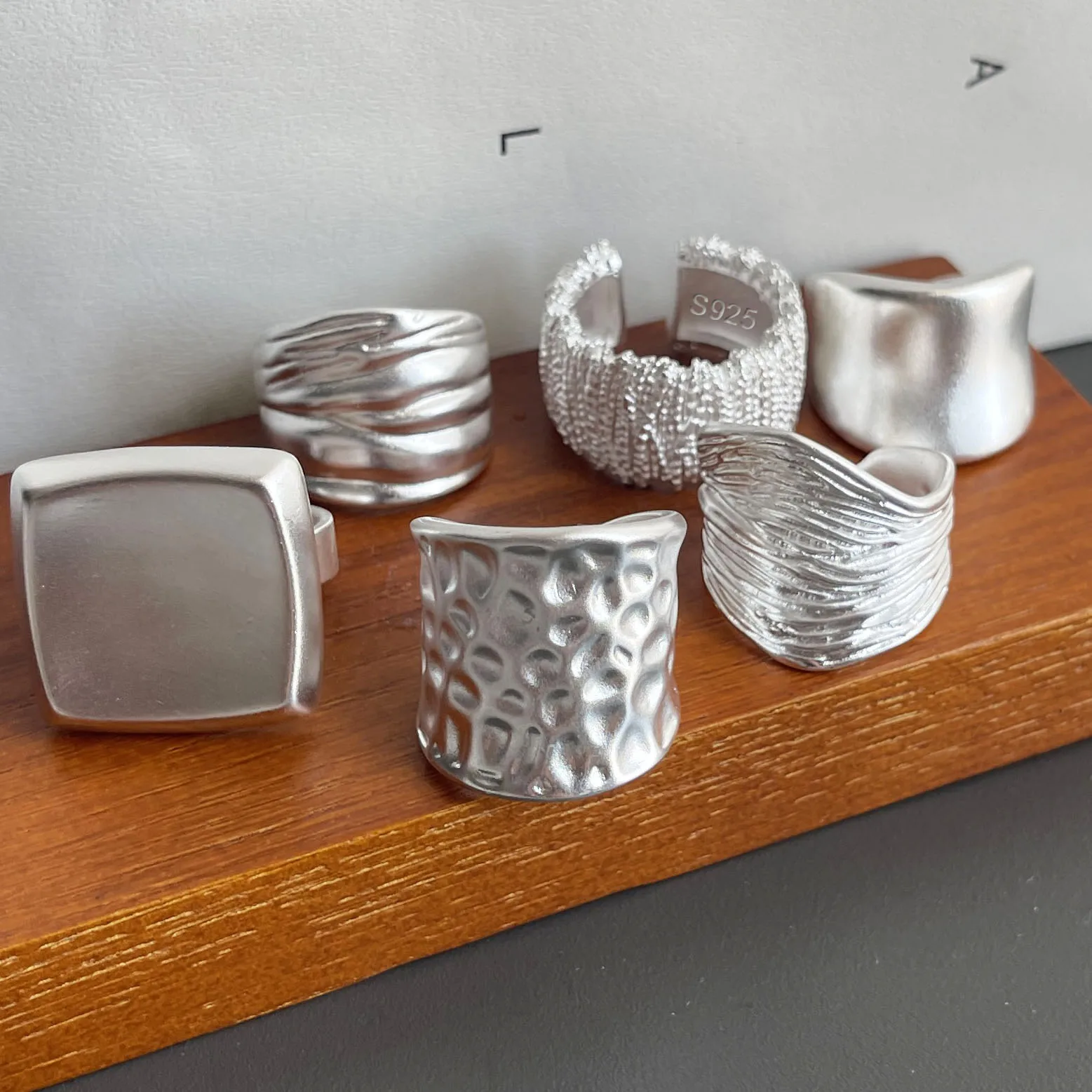 خواتم من الفضة الإسترليني عيار 925 للنساء، مجوهرات هندسية راقية، خاتم متألق واسع قابل للتعديل كهدية عيد ميلاد للحفلات #3