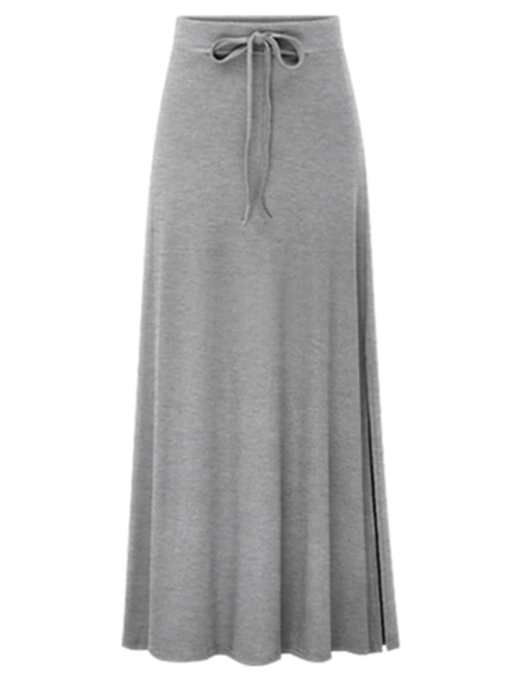 4 ألوان التنانير الطويلة للنساء بسيطة خمر الجانب الشق تصميم المزاج النمط الأوروبي ألف خط Faldas مثير Mujer تنوعا السيدات #2