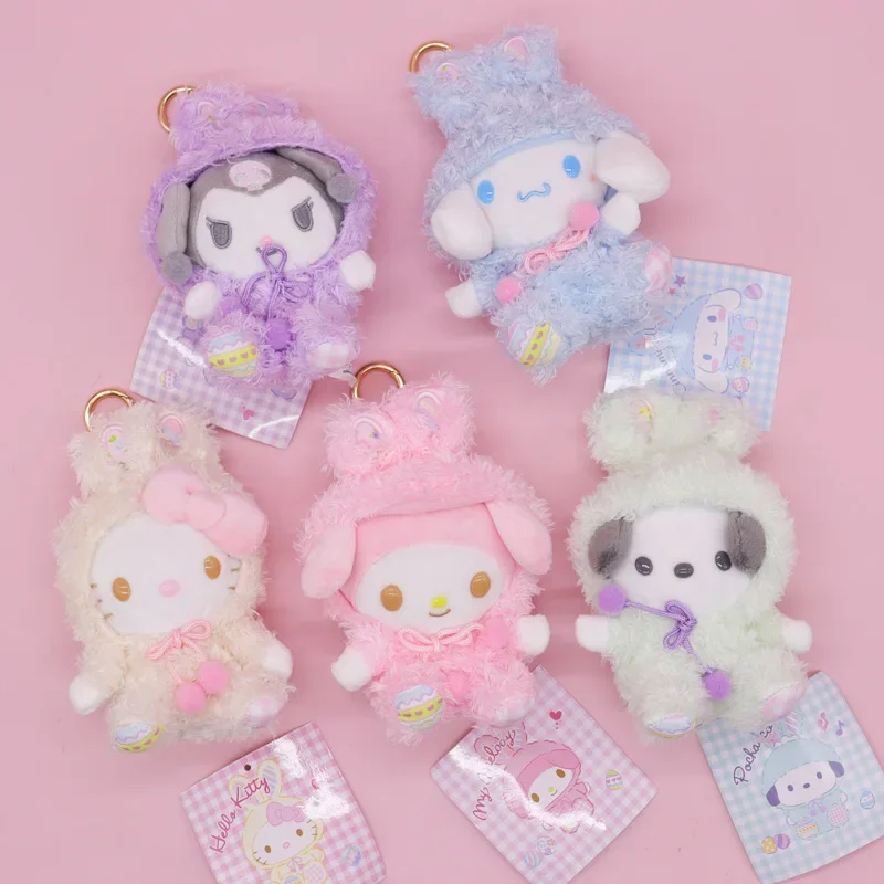 

Cartoon Cute Cos Rabbit Japanese Sanrio Series Plush Doll New Kuromi Cinamon Dog Melody Colorful Rabbit Plush Toy Kids Gift Doll