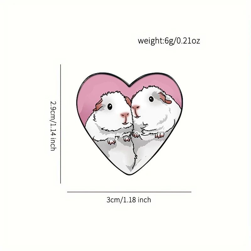 Guinea pig Love pin Funny Brooches Shirt Lapel Cute Badge Cartoon Jewelry Gift for Lover Girl Friends