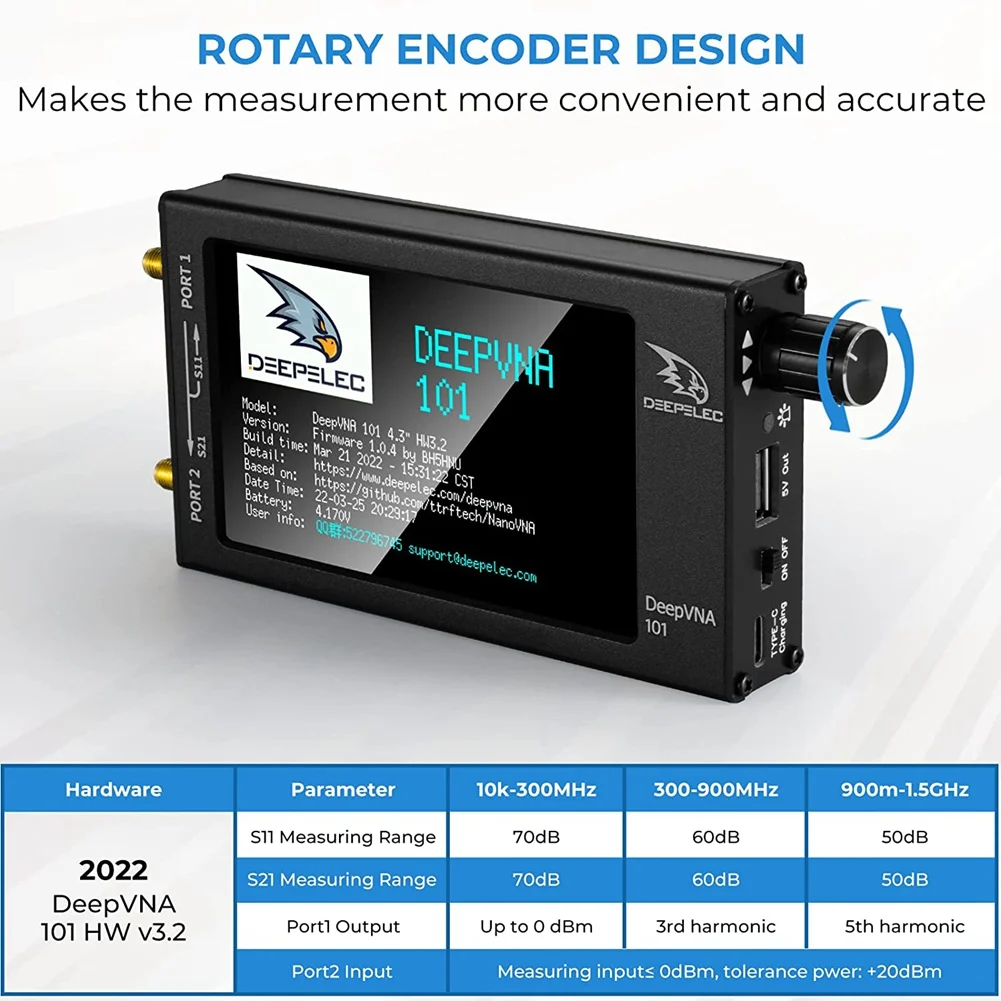

N08R Nanovna-F FW V1.0.4 Vector Network Analyzer 10Khz-1.5Ghz VHF UHF 4.3 Inch Antenna Analyzer Measuring S Parameters