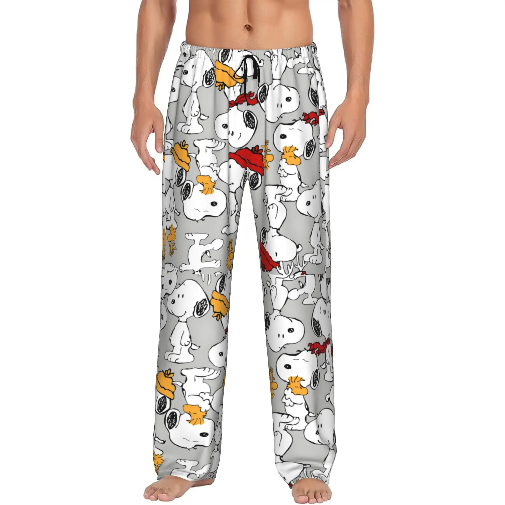 Custom Printed S-snoopied Anime Pajama Pants Men's Dog Cartoon Sleep Sleepwear Bottoms with Pockets