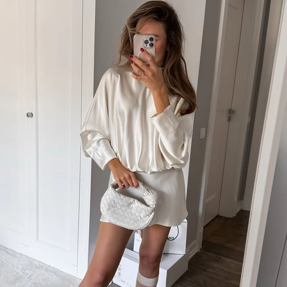 Ticketsx Elegant Bow Ruched Mini Dress Fashion Scarf Bibbon Patchwork High Waist Slim Dress Solid Vacation Party Clubwear Dress