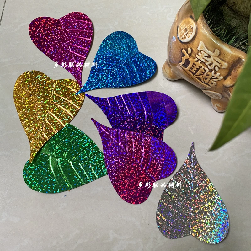 97X71MM Large Size Holographic Color Leaf Sequin Flower Store DIY Jewelry Wedding Decorate Clothing Big 2 Holes Loose Sequin