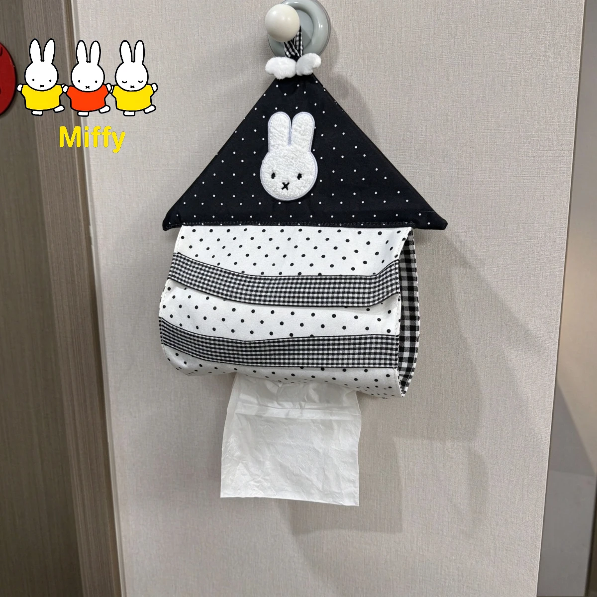 Kawaii Miff Paper Towel Holder Cute Cartoon Miff Rabbit Hanging Towel Storage Bag Creative Carrying Case for Towels