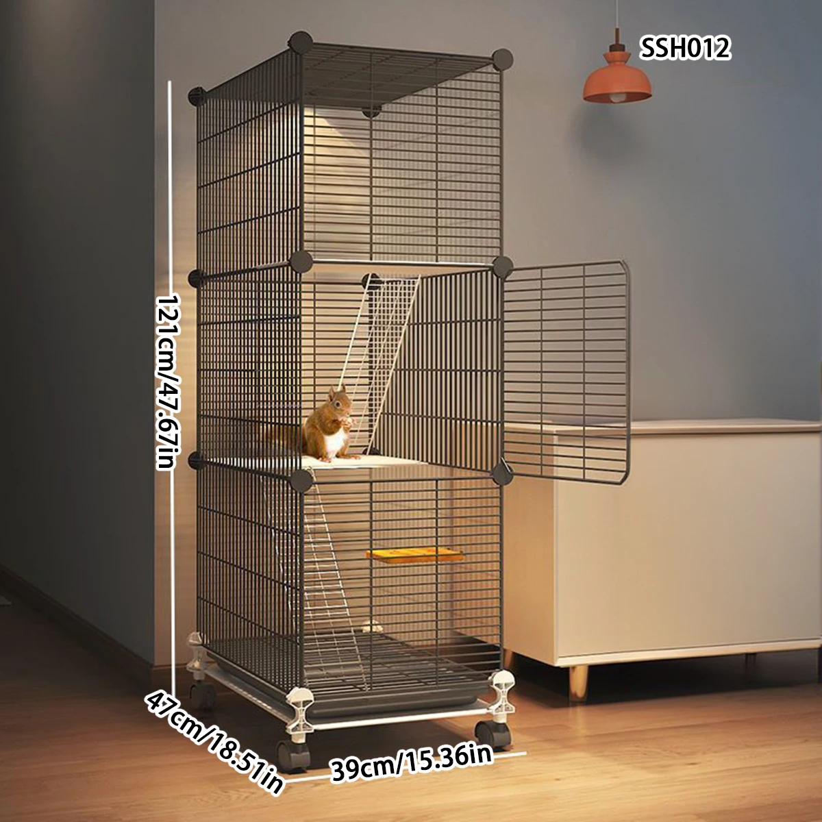 Squirrel Cage Large Household Squirrel Honey Quoll Special Luxury Three-Story Large House Chinchilla Cabinet Cage Squirrel Nest