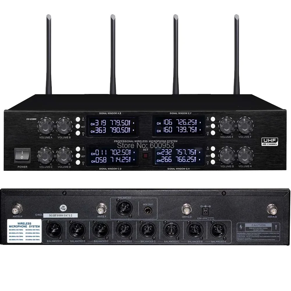High-Class 400 Channel UHF Adjustable Fequencies Wireless Conference Microphone System 8 Desktop Mic  2U 19