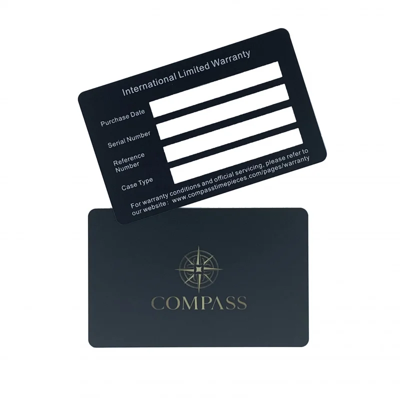 

Custom Printing PVC Matte Black Warranty Card With Anti-fake logo