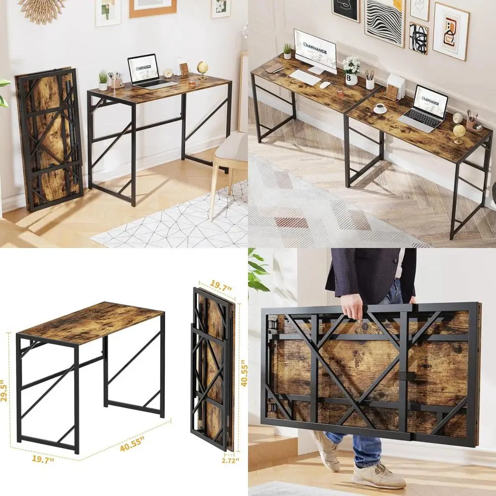 

Compact Foldable Writing Desk for Home Office, Space-Saving Study Table for Small Spaces