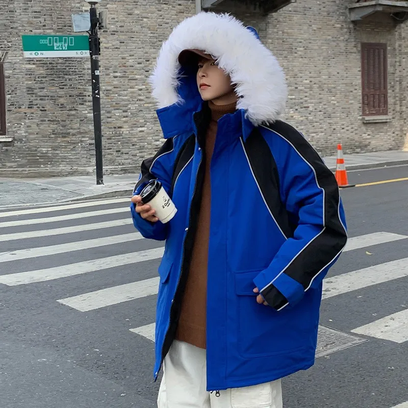 

Модная свободная трендовая зимняя пуховая куртка в корейском стиле для мужчин, нейтральная унисекс-модель, верхняя одежда для пар, белый пуховик