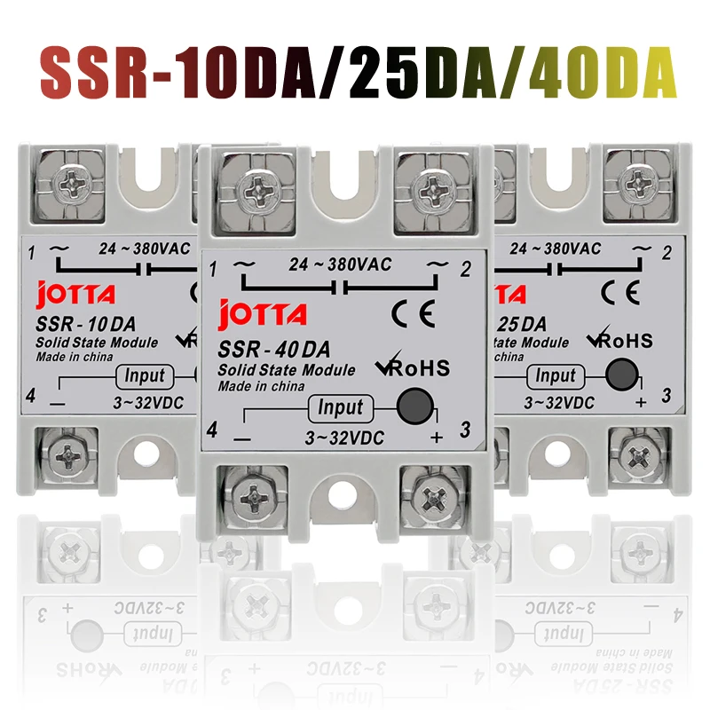 SSR-10DA/25DA/ 40DA DC Control AC White Shell Single Phase Solid State Relay Without Plastic Cover