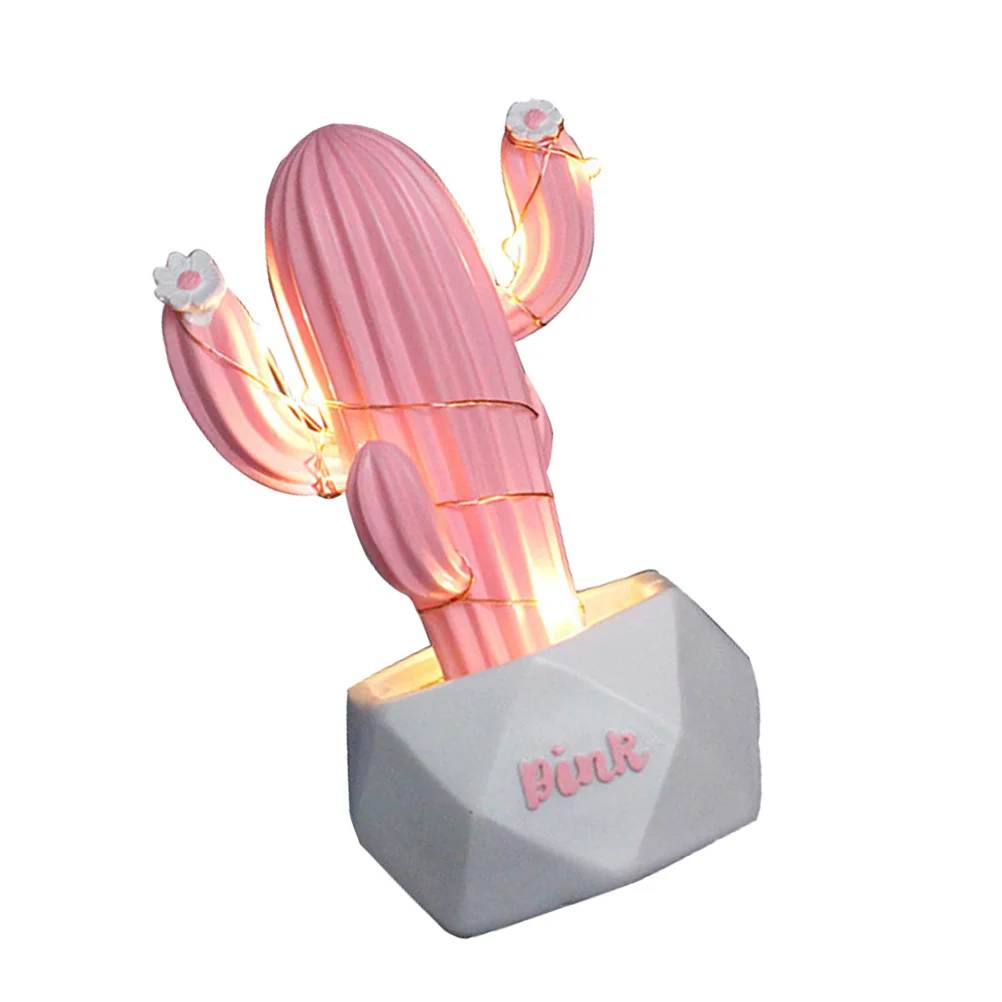 شكل الصبار ضوء الليل الحلي الوردي حجم صغير صديقة للبيئة دائم مصباح للزينة للمنزل مكتب سطح المكتب الديكور #6