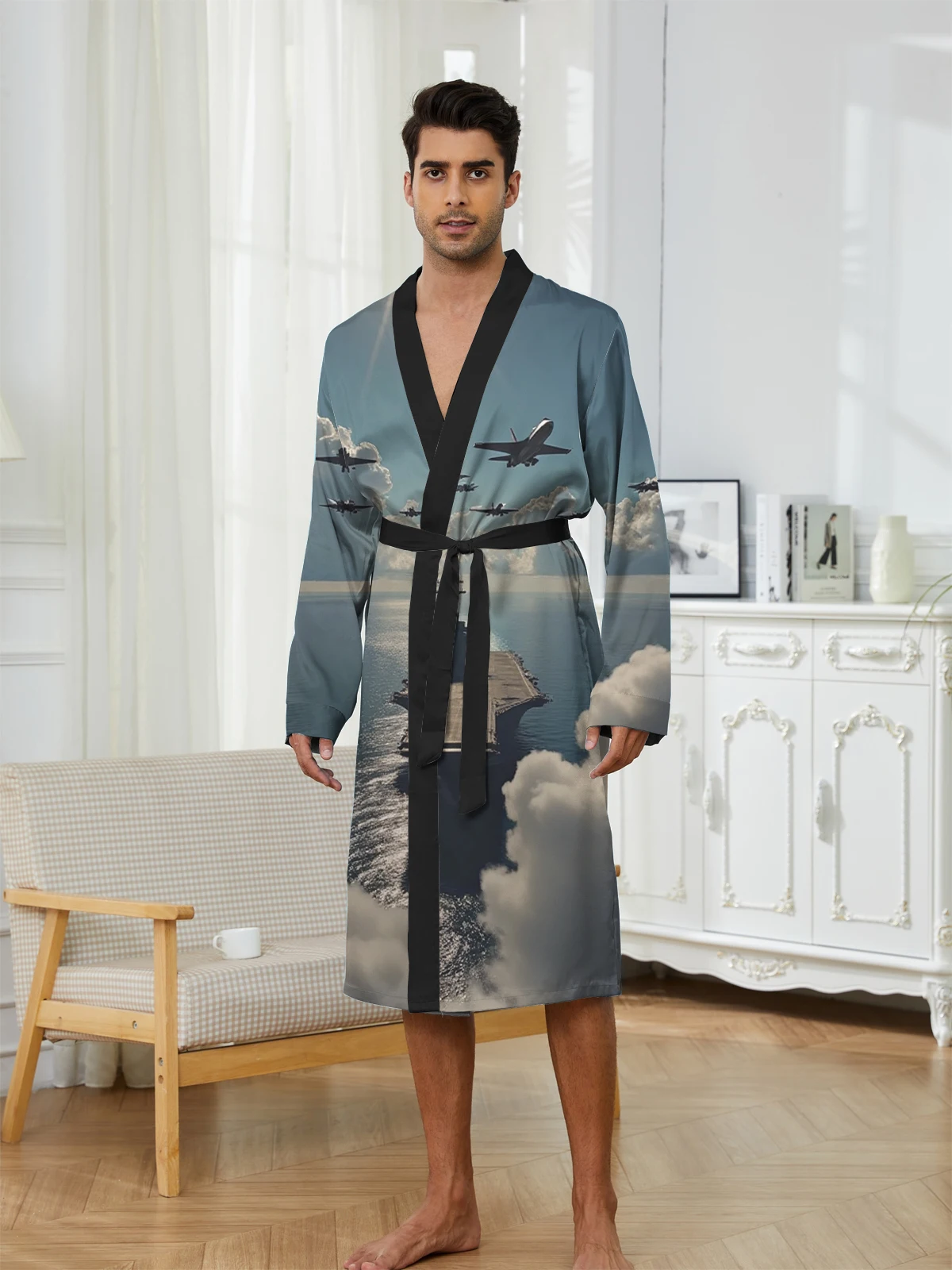 1pcs Men's Robes 2026 Spring/Summer 3D Printed Sleepwear bath robe dressing gown Bathrobe man Graphic Breathable Bathrobe men