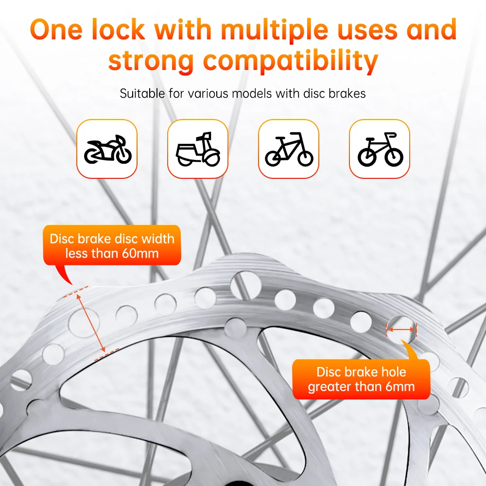 Gadpow Motorcycle Alarm Disc Brake Lock Security Motor Wheel Disc Padlock Waterproof 110dB Loud Anti Theft Alarm a Motocicle