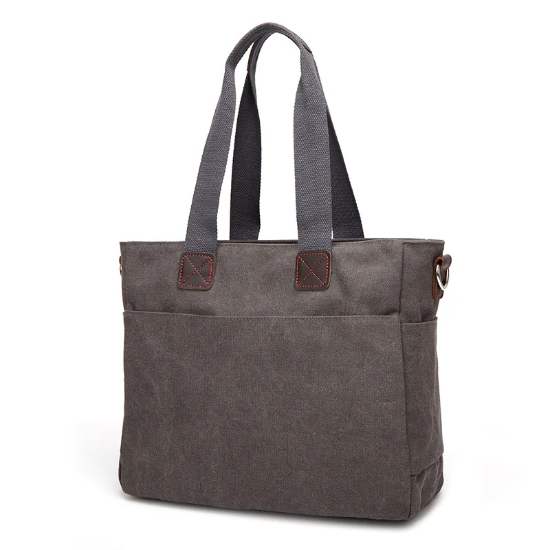 Borse a tracolla in tela per uomo Business Casual Valigetta con manico in pelle Borsa per laptop a tracolla vintage di grande capacità