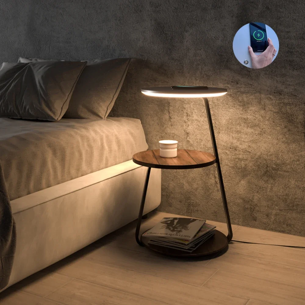 

LED Shelf Floor Lamp Wooden Storage Standing Lighting Bedside Night Soft Light Art Decor Bedroom Living Study Reading Room Home