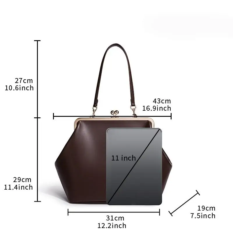 1Pcs Luxury Soft PU Leather Pink Color Handbags Fashion Large Kisslock Clutch Bag For Women Designer Clip Shell Shoulder Bags