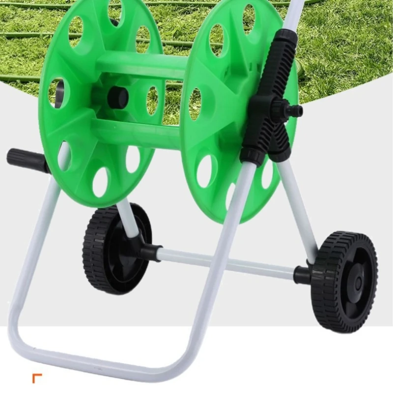 50m Large Wheeled Hand Push Hose Reel Cart Quick Rewind Water Pipe Winder For Household Garden Irrigation