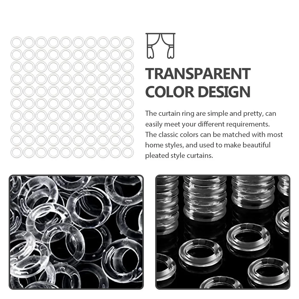 

200Pcs Curtain Perforated Rings Plastic Hanging Buckles for Window Roman Curtain Supplies Hanging Rings