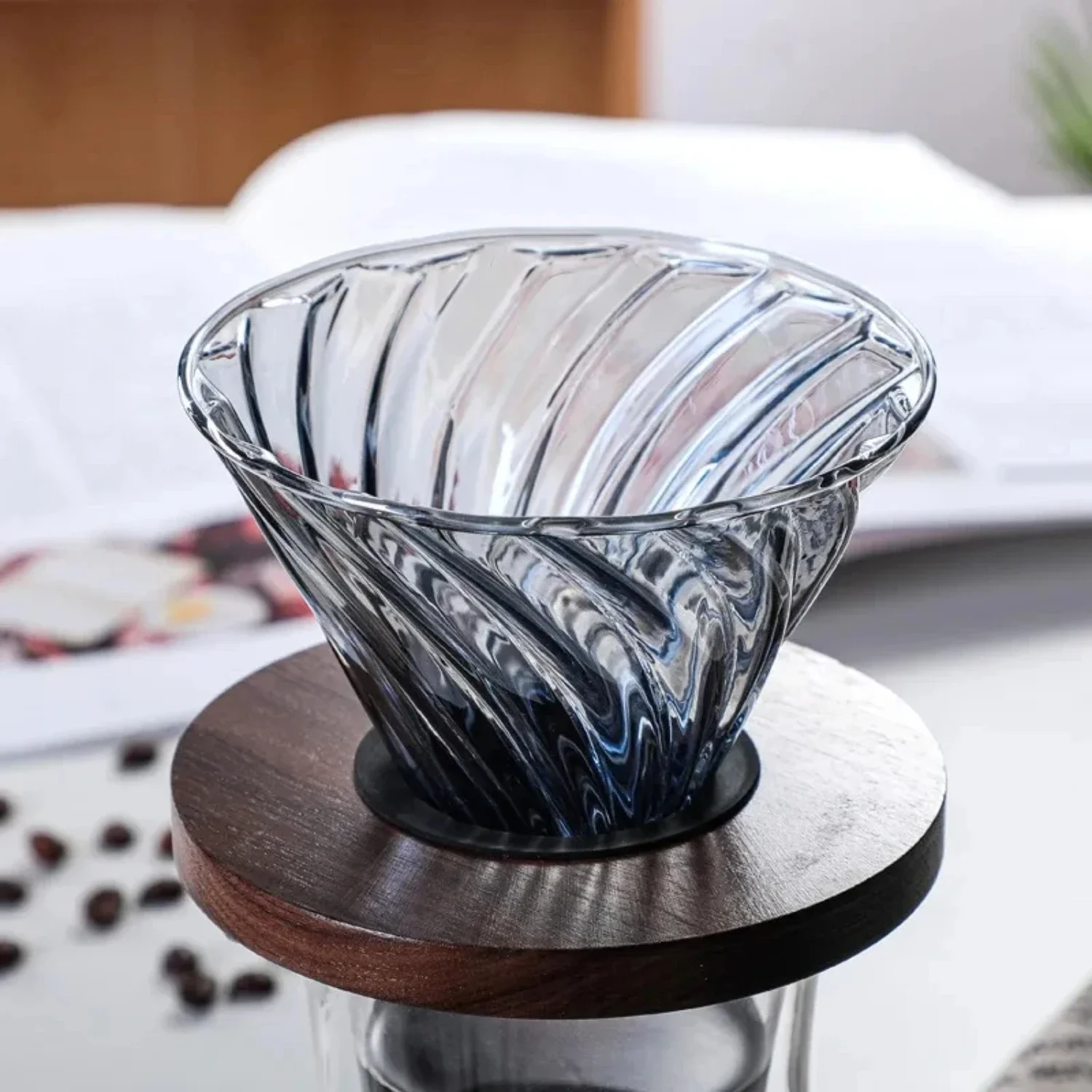 

Enhance Your Coffee Ritual with a Premium High-Quality Glass Coffee Filter and Durable Reusable Wood Holder - Experience Superio
