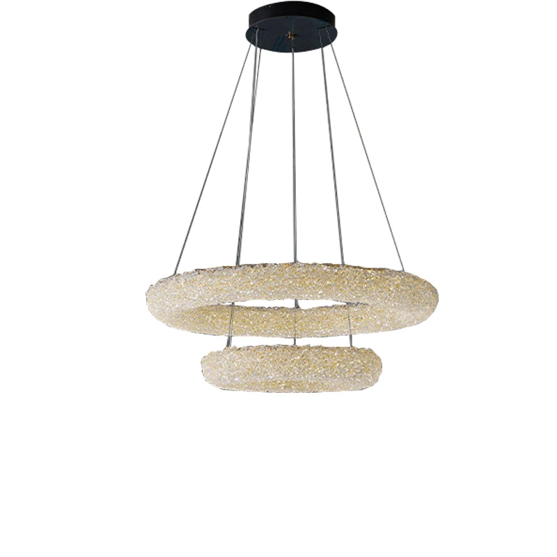 Modern Luxury Stylish Hanglamp Round Gold Lampa Cristal，Clear Crystal Chandelier Lights for Parlor Dining Table Decoration
