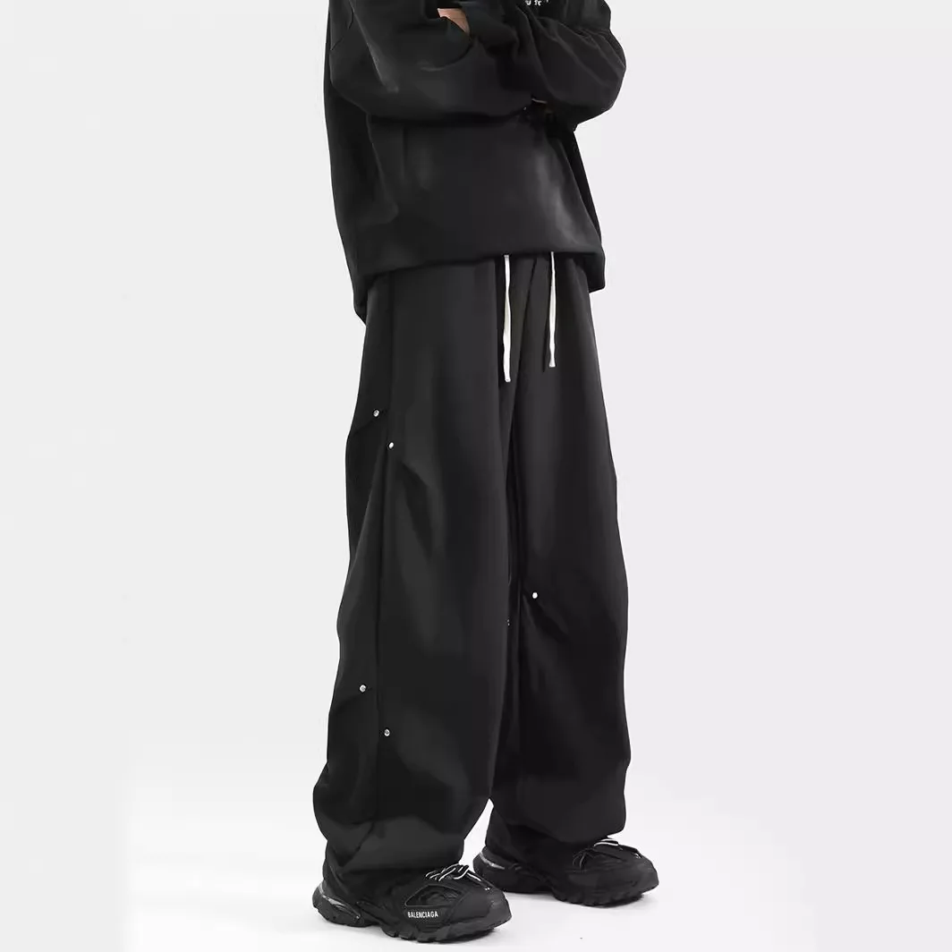 Y2k Cargo Pants Summer Straight Pants Men Rivet Streetwear Loose Wide Leg Trousers Casual Korean Fashion Pantalones Hombre