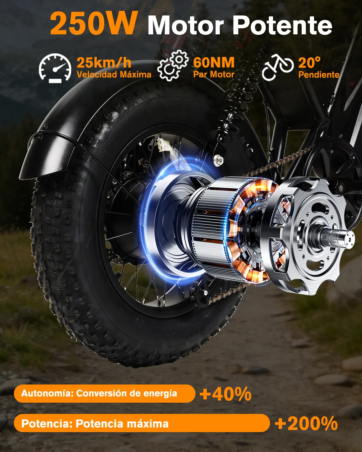 Bicicleta Eléctrica de Montaña para Adultos, Ebike con Suspensión Completa y Neumáticos Gruesos de 16 Pulgadas, Batería de 48V 15Ah, Alcance Máximo de 80 km, 25 km/h, Estándar Europeo, Bicicleta Eléctrica Todoterreno
