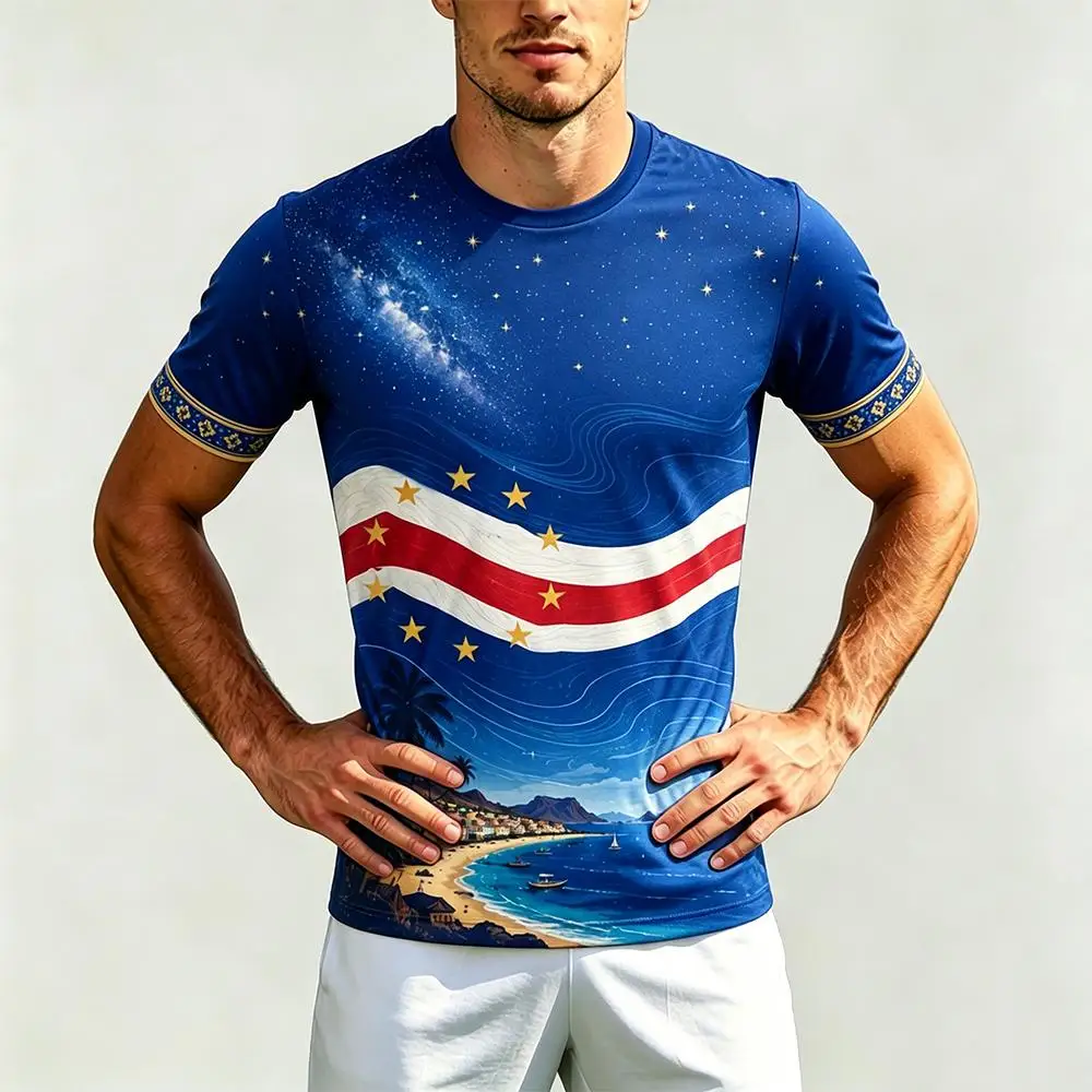 Cape Verde Flag Printed T-shirt 2026 New Summer Quick-drying Breathable Outdoor Sports Training Soccer Jersey Unisex Casual Top