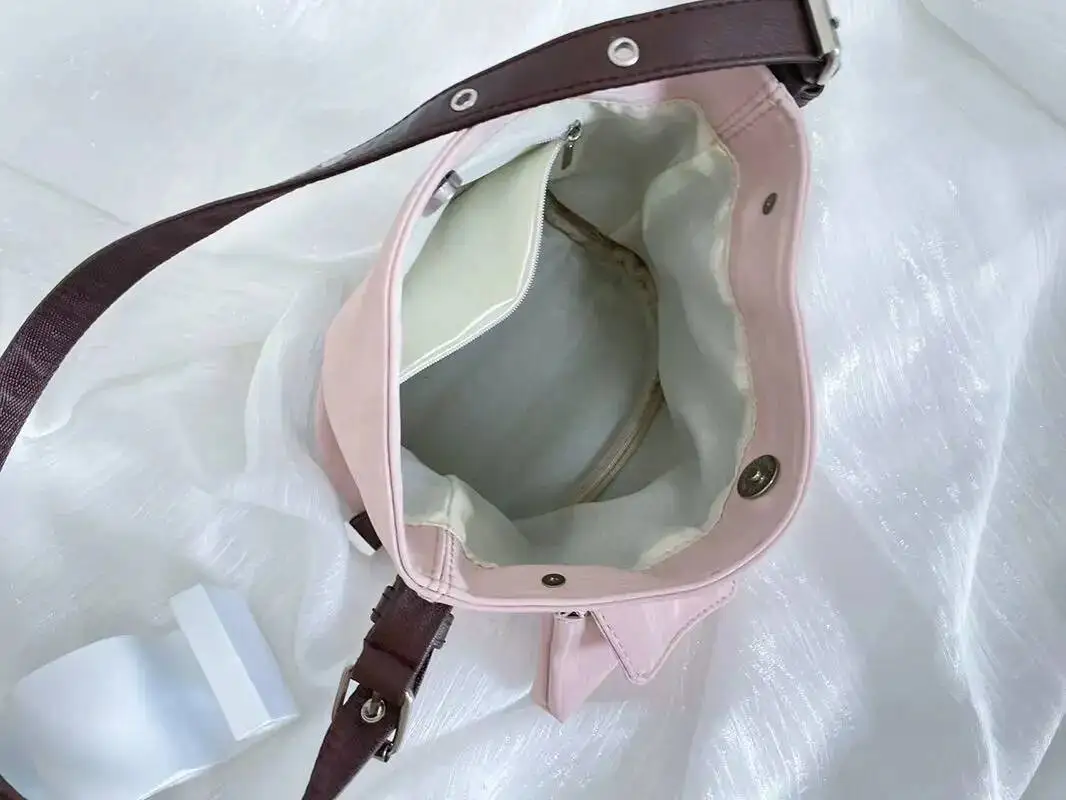 Bloom New Pink Y2k Bucket Bag Purse Handbag Women Haruku Aesthetic Nylon Underarm Shoulder Female Casual Crossbody Bags