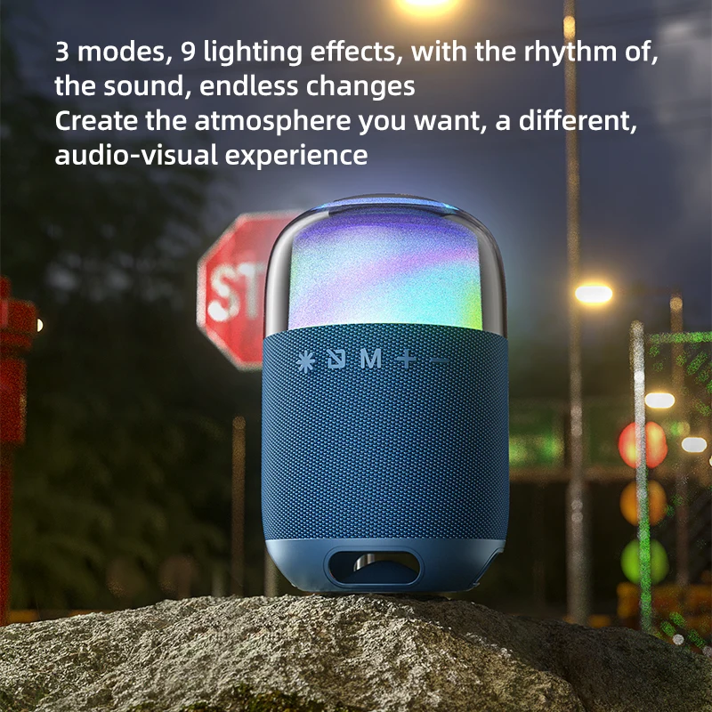 2024ใหม่ลำโพงบลูทูธไร้สาย RGB เสียงสเตอริโอซับวูฟเฟอร์กลางแจ้งแบบพกพาผ้ากันน้ำเครื่องเล่นเพลงขนาดเล็ก