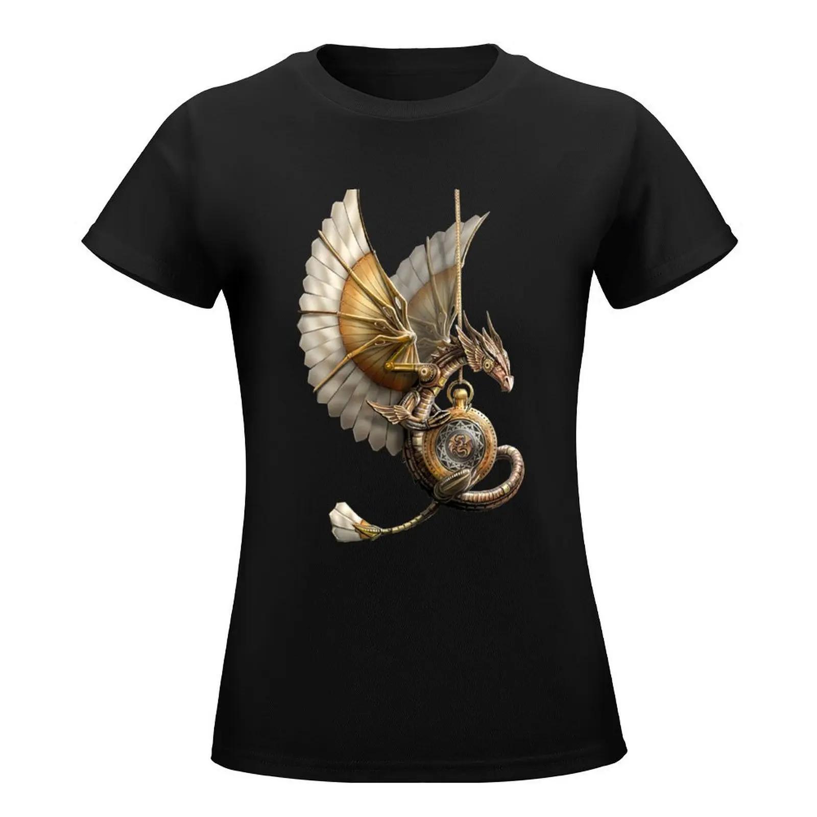 Steampunk Dragon on watch gift vintage T-Shirt hippie clothes cute tops summer clothes for Women