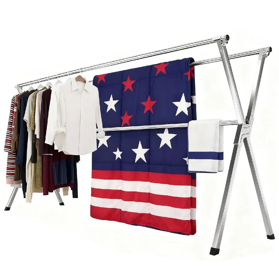 

Складная сушилка для белья в помещении и на открытом воздухе, складная портативная сушилка для белья, сверхмощная вешалка для белья с 20 крючками 79