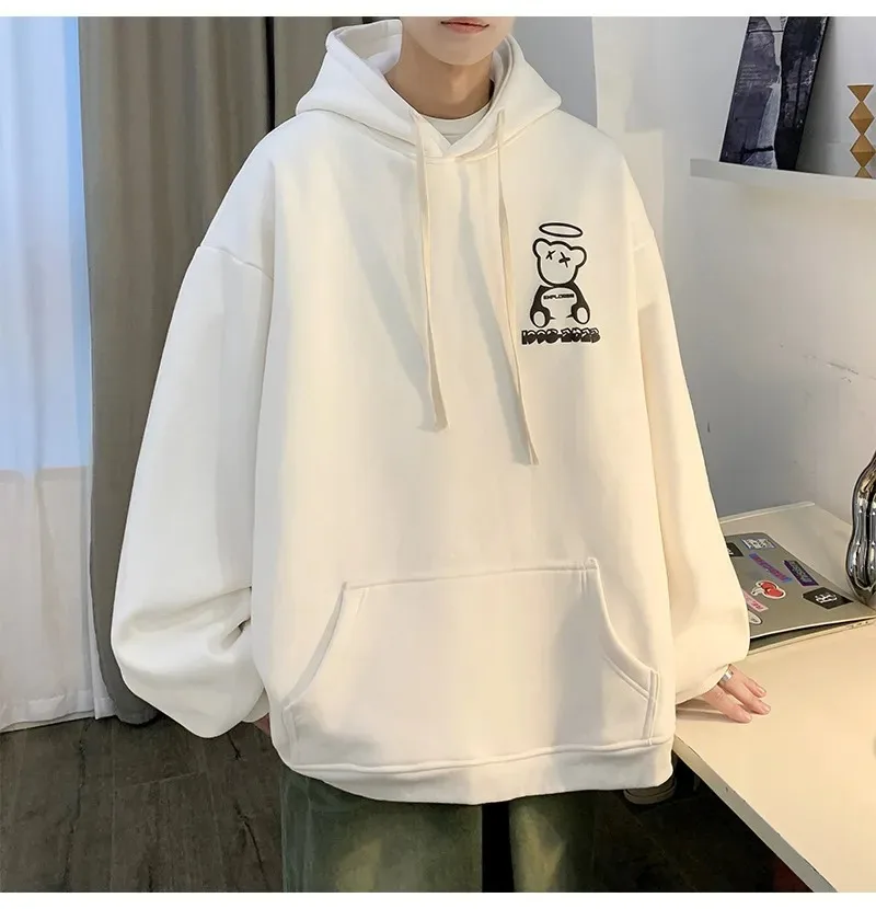 Autumn Winter Streetwear Y2K Men Hoodies Angel Wings Printed Oversized Casual Hooded Sweatshirts Male Fashion Unisex Pullovers