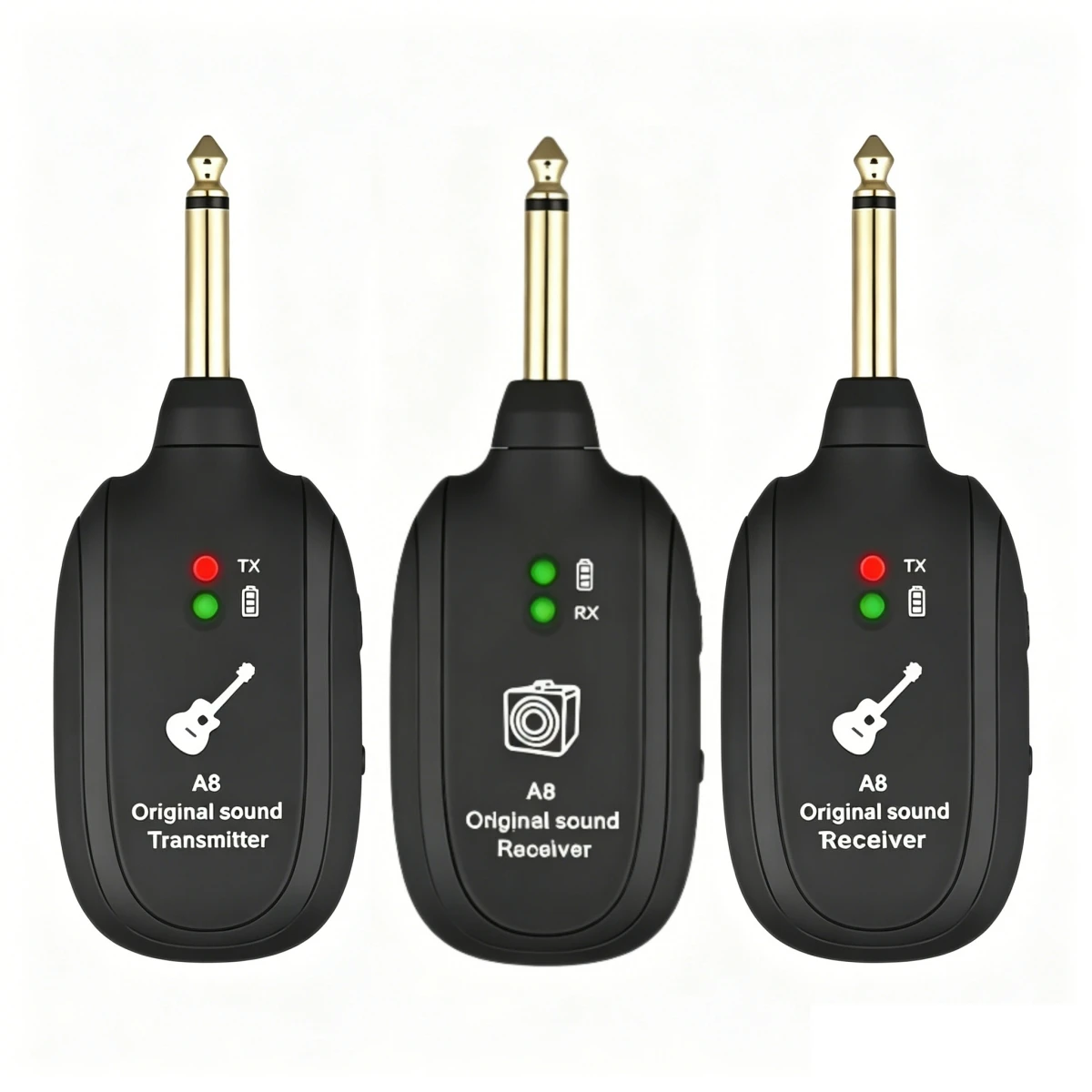 Miwayer A8 1T2R Wireless Guitar System Built in 4 Channels Wireless Guitar Transmitter Receiver for Electric Guitar Bass Violin