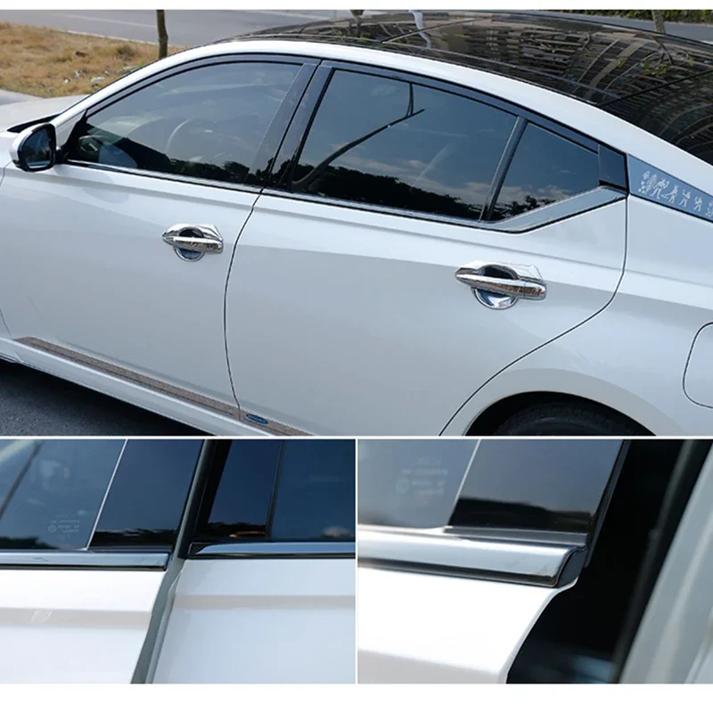 new FIT FOR Nissan Altima 2019 2020 2021 2022 2023 steel Glossy Black carbon Car Window Trim Molding Cover trim Chrome delete