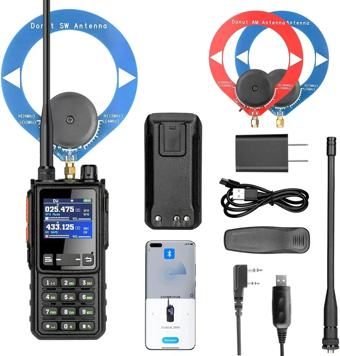 Radio Bidireccional Portátil SHJ H28Y Pro: 960 Canales, 10W de Potencia, Receptor de Banda Aérea y Onda Corta, Programación por Aplicación/PC, Transceptor Amateur Ham/GMRS/FRS