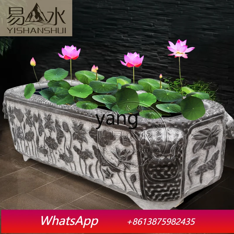 CX  stone carving fish tank bluestone carving lotus square tank golden toad water tank courtyard landscape ornament