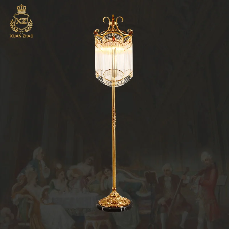 Rococo Floor Lamps Hotel Standing Lamps Crystal Floor Lighting Interior Brass Lamp