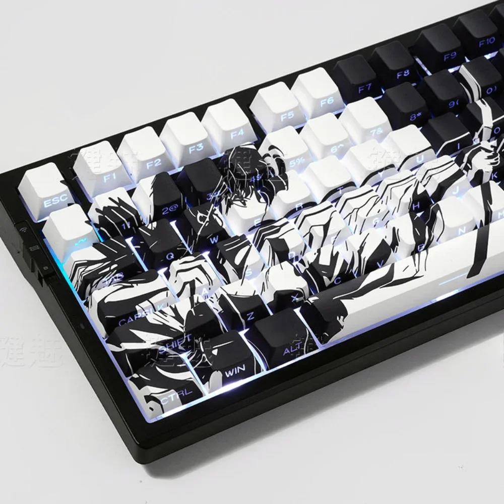 GEFENSI Anime Platycodon Cherry Key Cap Set PBT 130 Key Side Engraved Light Transmission For 60/84/98/108 Mechanical Keyboard IS