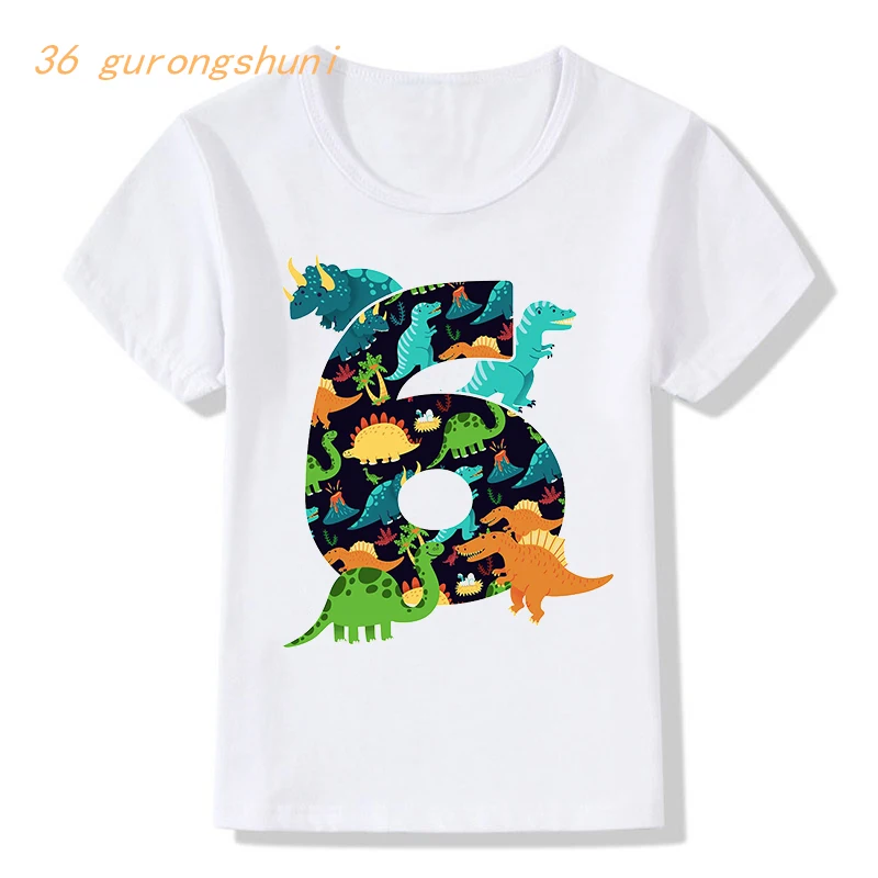 t shirt boys t shirts Happy birthday 2 3 4 5 years kids tshirt cartoon dinosaur t-shirts tops for girls shirts children clothes