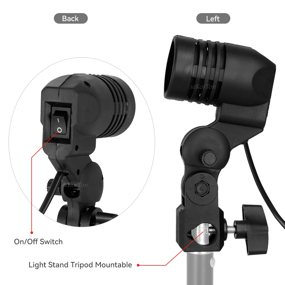 Adaptador de soporte de bombilla para lámpara fotográfica, Base de luz de relleno de estudio fotográfico, E27, 2 uds./1 ud.