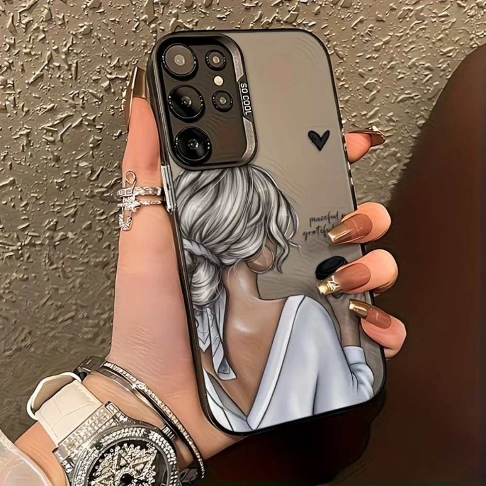 Peaceful Grateful Girl Print Phone Case For Samsung Galaxy S26 S25 S24 S23 S22 S21 S20 Note 20 Uitra Plus FE 2022 5G Matte Cover