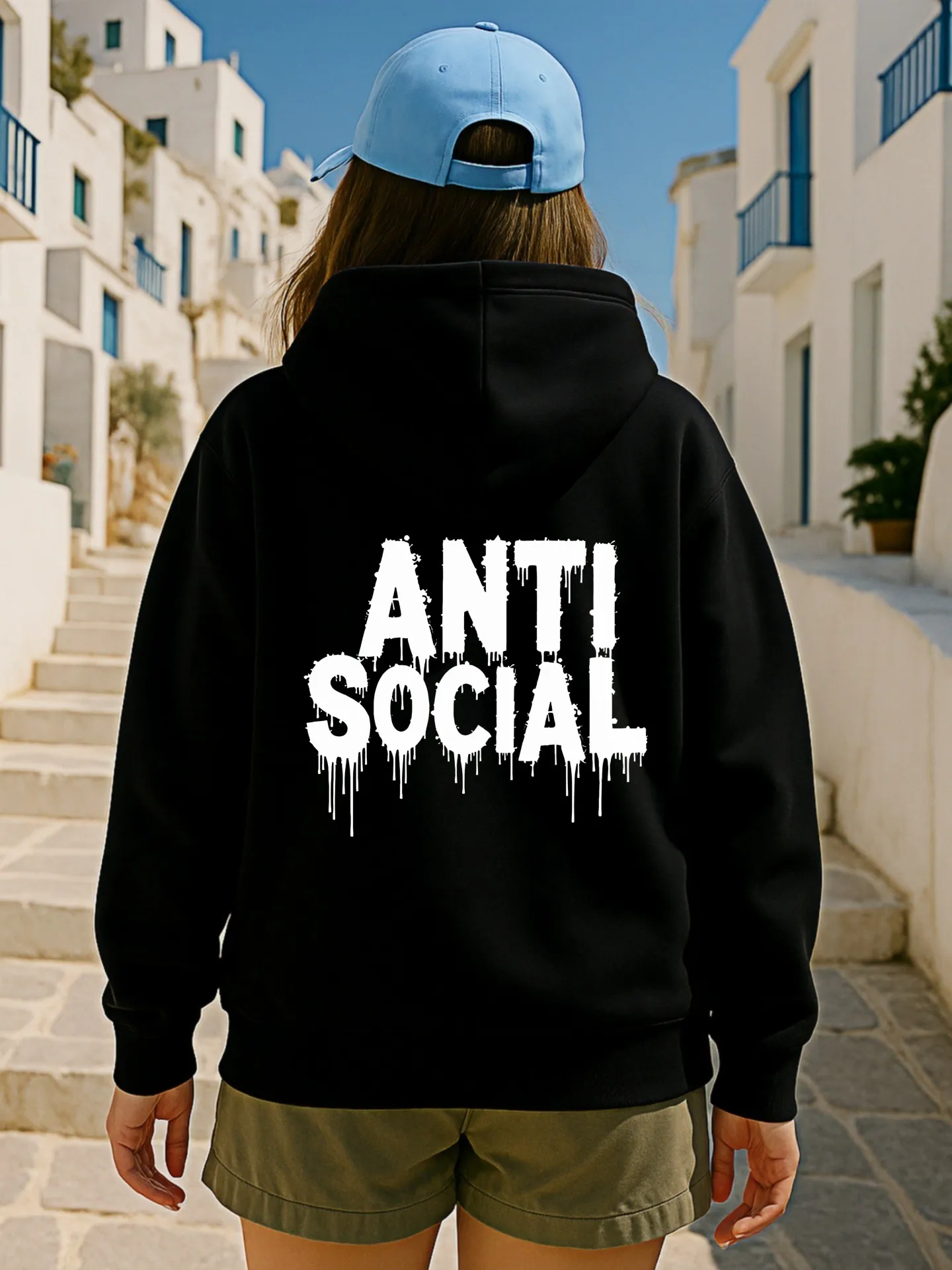 Felpa con cappuccio grafica da donna, stampa di lettere anti-leciali, stile streetwear, tessuto morbido, abbigliamento casual quotidiano, per giovani uomini