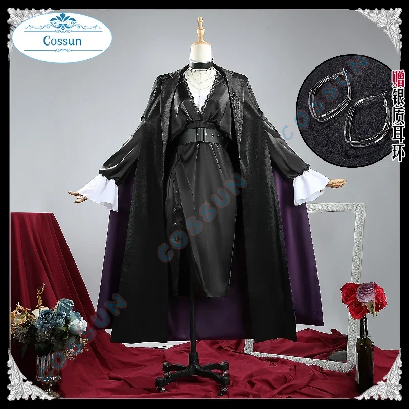 [Customized] Game Path To Nowhere Happyzoo Langley Cosplay Costume Halloween Game Suit Black Cloak Dress Women set