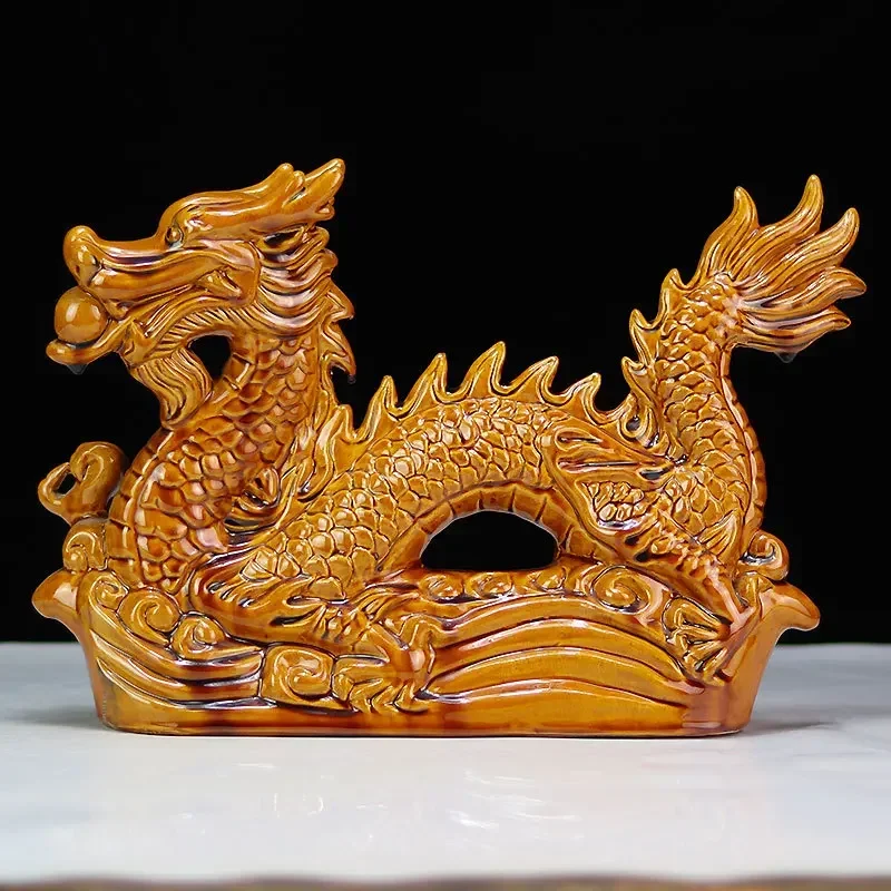 

Statue Tabletop Ceramic Dragon Figurine Desktop Ceramic Dragon Statue Home Desktop Decoration Chic Table Dragon Figurine