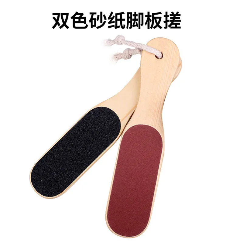 Exfoliating Foot File Pedicure Tool Wooden Handle Double Sided Foot Polisher