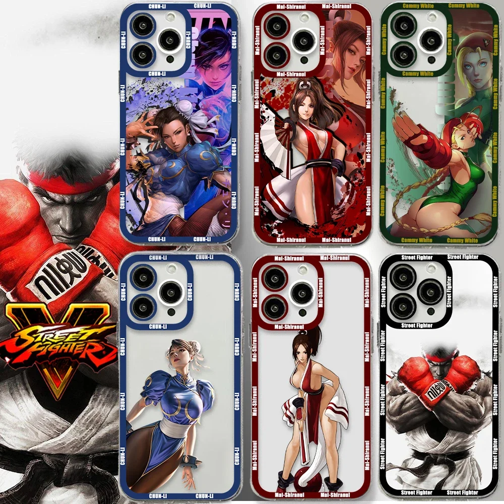 Game-Street-Fighters Luxury Phone Case For iPhone 15 14 13 12 Mini 11 Pro Max X XR XS 6 7 8 Plus Soft Silicone Transparent Cover