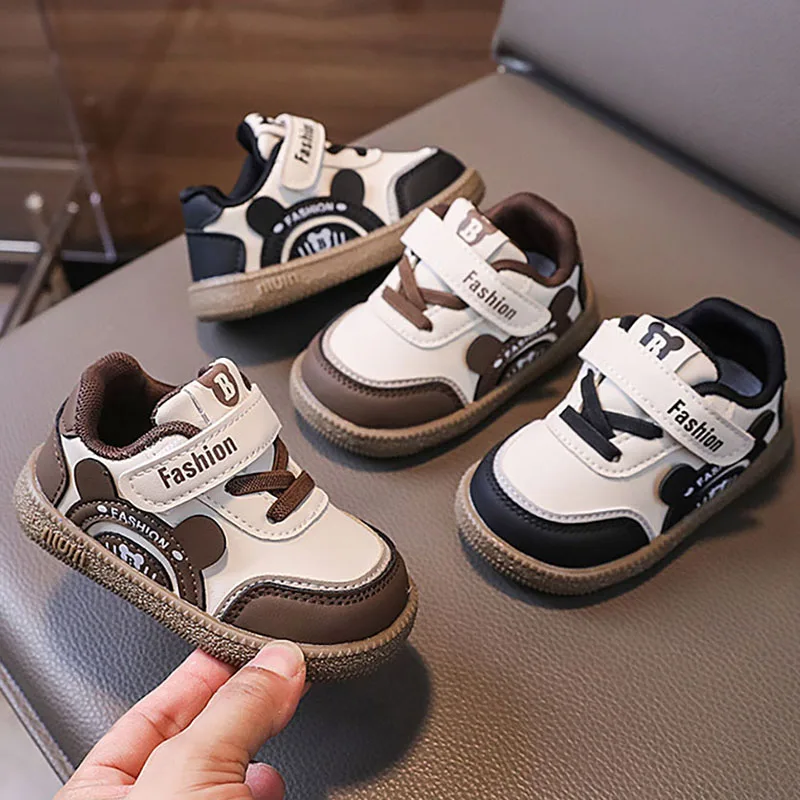 Korean Style Toddler Shoes For Children PU Leather Cute Cartoon Boy's Girl's Sport Shoes Ergonomics Tennis Shoes For Kids