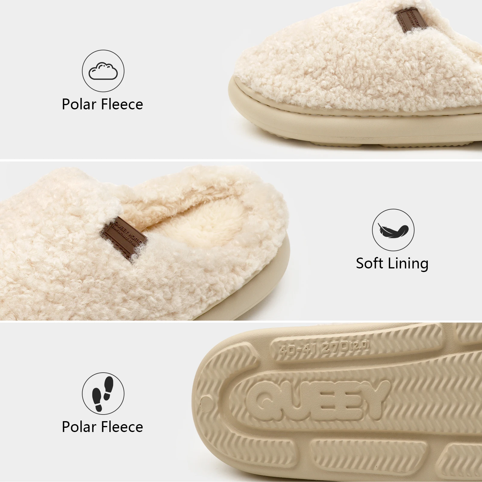 Women's Fuzzy Slip-on Slippers Warm Cozy Soft Loafer Lightweight Indoor House Shoes with Polar Fleece Curly Fur